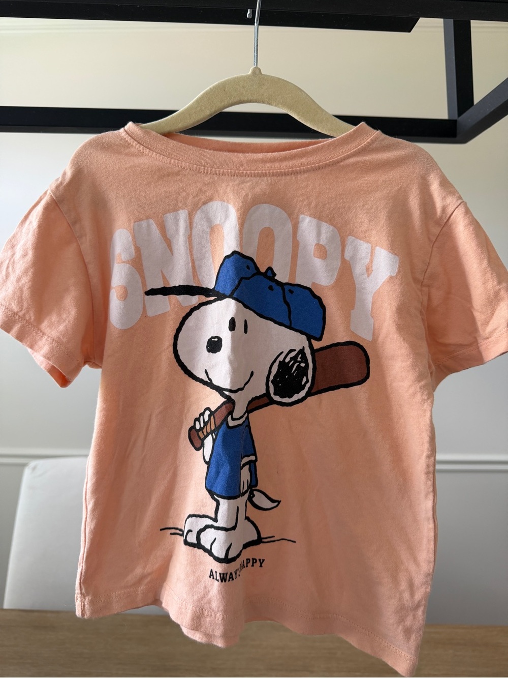 Zara Peach Snoopy Baseball Graphic Tee